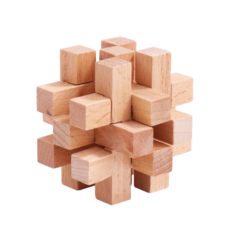 Children'S Educational Gifts Mortise And Tenon Kongming Lock Luban Lock Full Set Of Wooden Year-Old Suit Gift Toys Nostalgic - Image 1